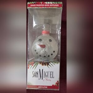 Vintage New San Miguel Holiday Mistletoe Snowman Reed Diffuser - White & Red